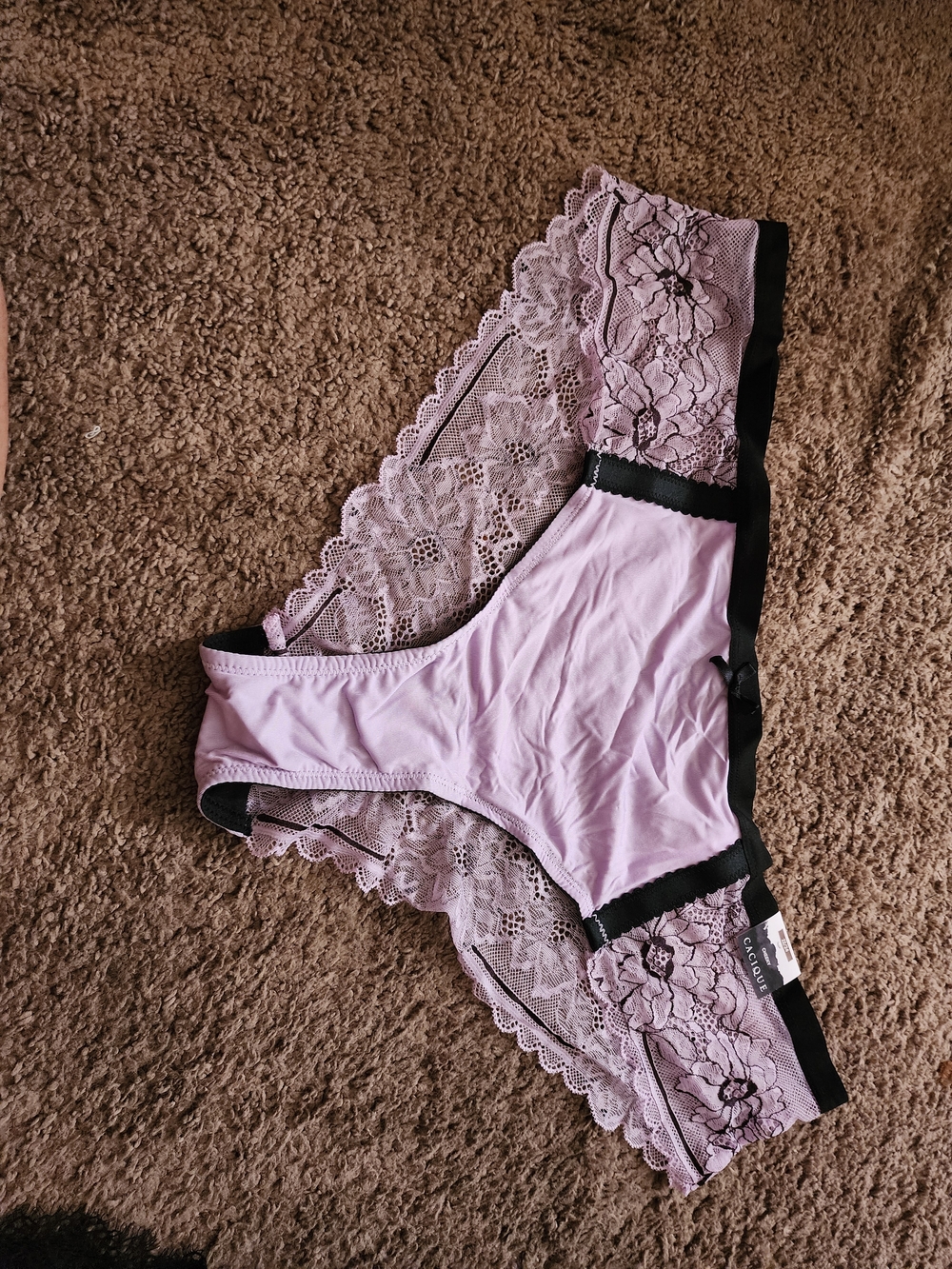 Cacique Lavender Lace Bikini Briefs with Black Trim